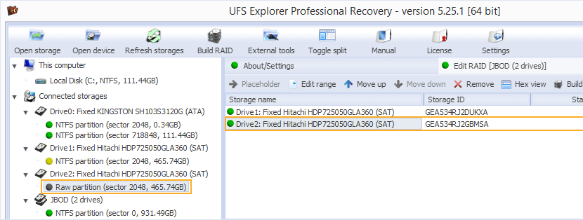 spanned volume not supported by ufs explorer 5.25 and detected as raw partition