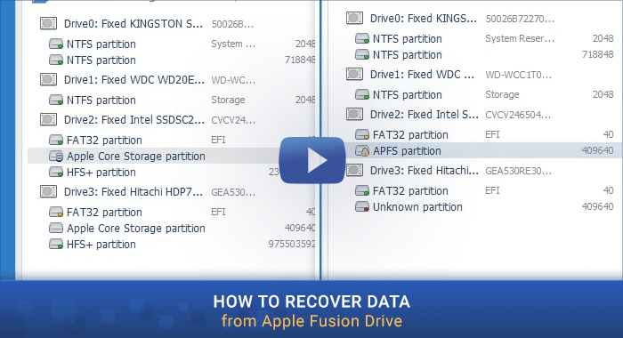 preview image of video tutorial of data recovery from apple fusion drive with ufs explorer program