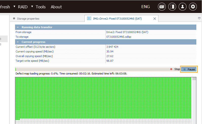 window of disk imaging progress ufs explorer professional recovery program