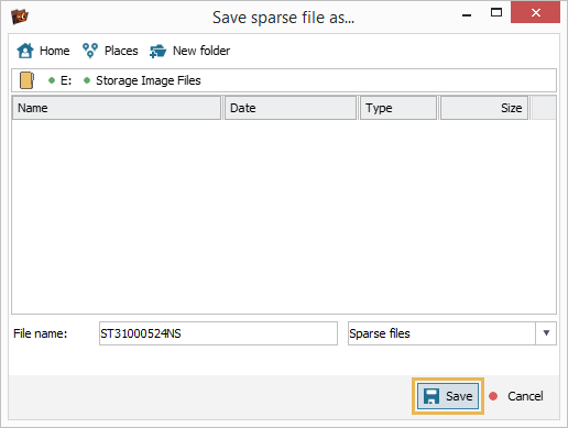 save sparse file window in ufs explorer professional recovery program