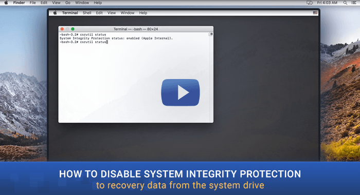 preview image of video tutorial of disable system integrity protection