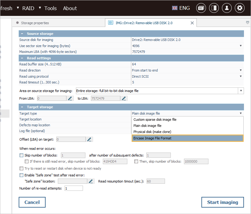 encase image file format added to disk imager starting from ufs explorer 8.15