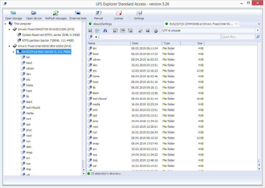 select necessary logical volume in explorer standard access program settings