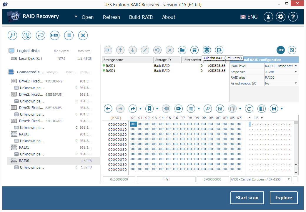 create raid of previously assembled raids in ufs explorer raid recovery program