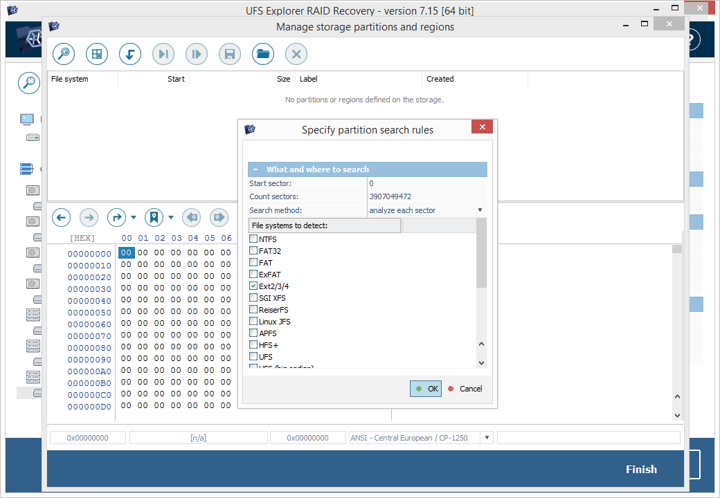 specify partition search rules in ufs explorer raid recovery program