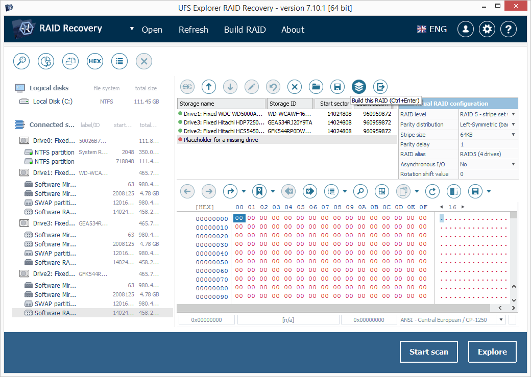 build this raid button in ufs explorer raid builder