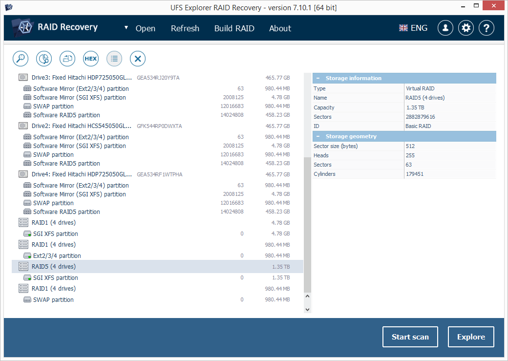 select assembled raid in ufs explorer interface