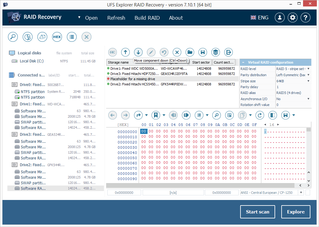 set virtual raid configuration in ufs explorer raid builder