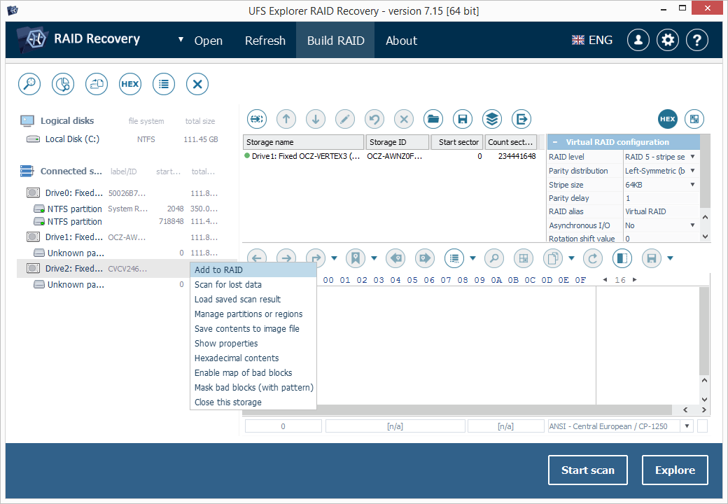 add components to raid builder in ufs explorer raid recovery software