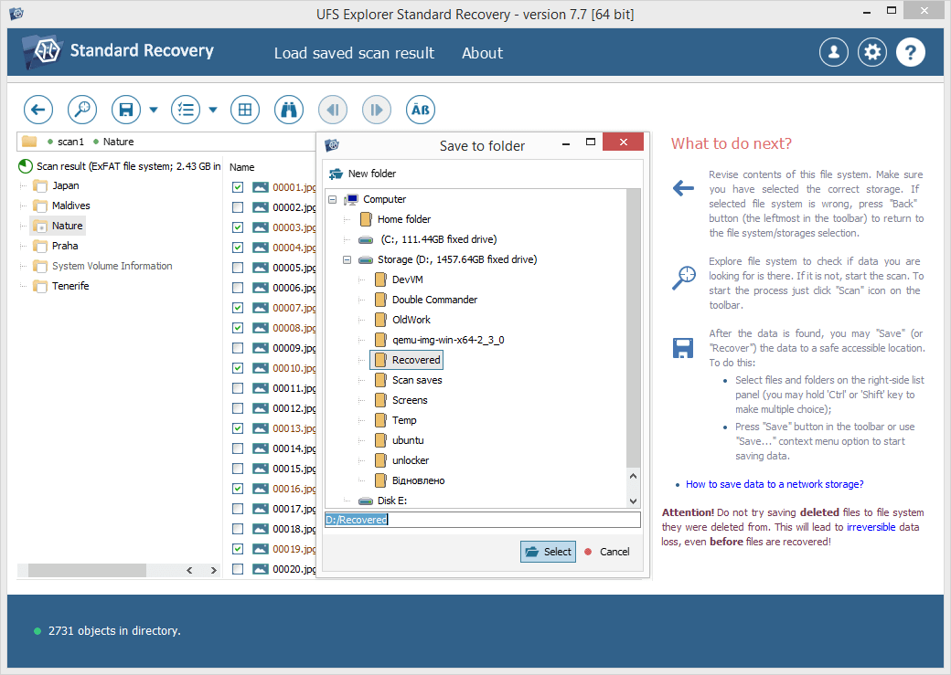 use save selection tool in ufs explorer software