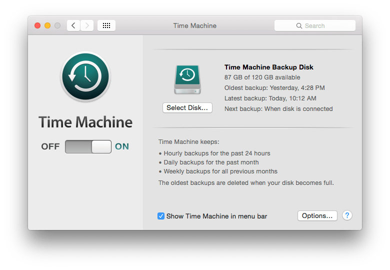 time machine backup disk on macos
