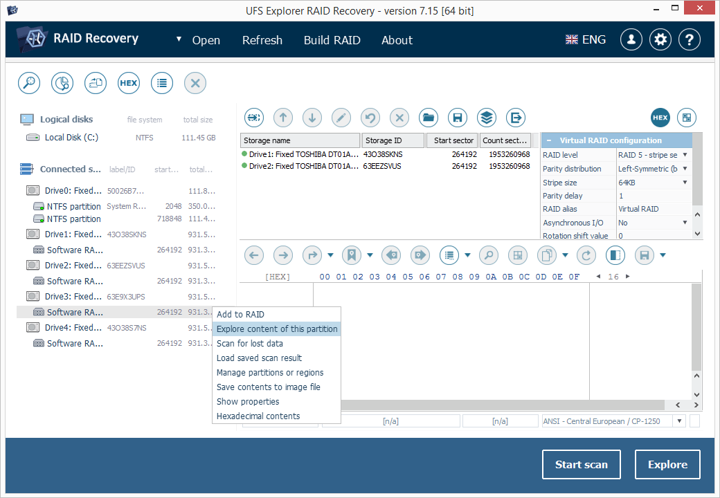 add raid 6 components to raid builder in ufs explorer raid recovery software