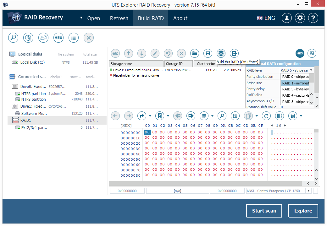 build this raid button in raid builder in ufs explorer raid recovery software