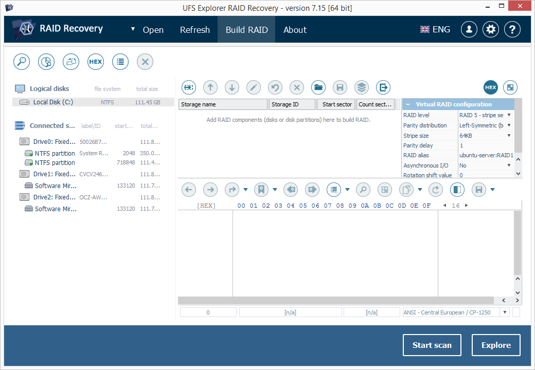 assemble raid manually with raid builder in ufs explorer raid recovery program