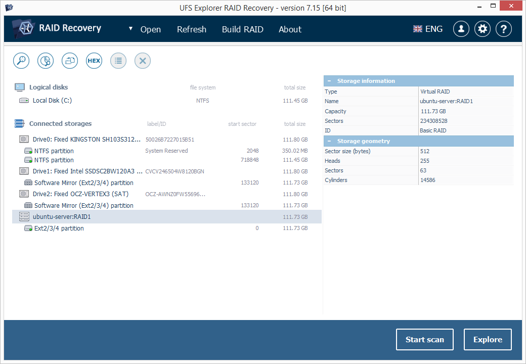 find automatically assembled raid storage in ufs explorer raid recovery program