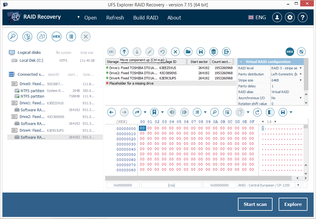 move components in raid builder in ufs explorer raid recovery program