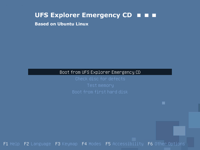 boot ubuntu linux from ufs explorer emergency CD 