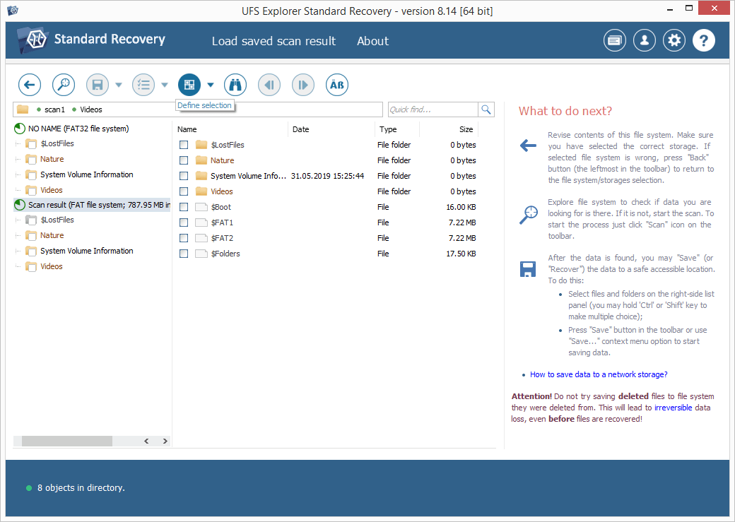 use ufs explorer define selection tool to save group of files recovered from usb flash drive