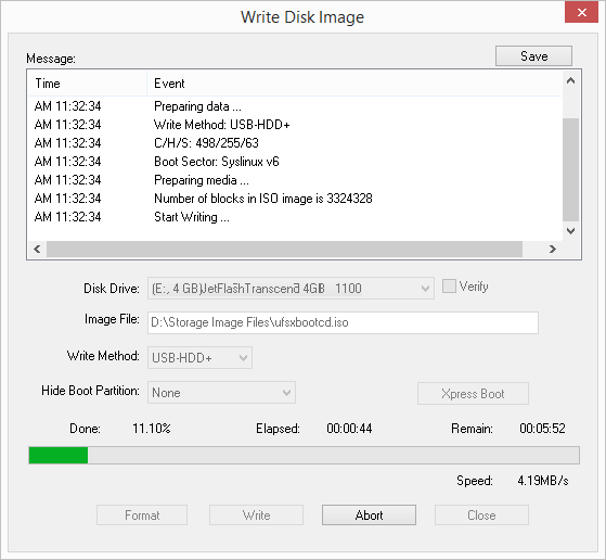 bootable usb storage creating in ultraiso program