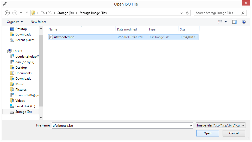 opening iso file of ufs explorer backup and emergency recovery cd