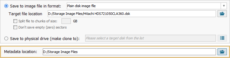 specifying log file location in disk imaging configuration window in ufs explorer program