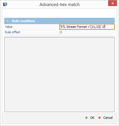 value field in advanced hex match dialog of ufs explorer intelliraw rules editor