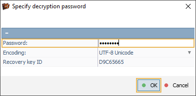 window specify decryption password in ufs explorer professional recovery program interface