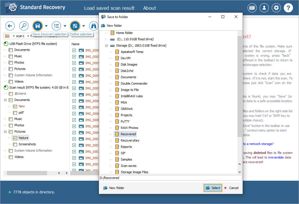 tools to select and save multiple recovered files in explorer of ufs explorer program