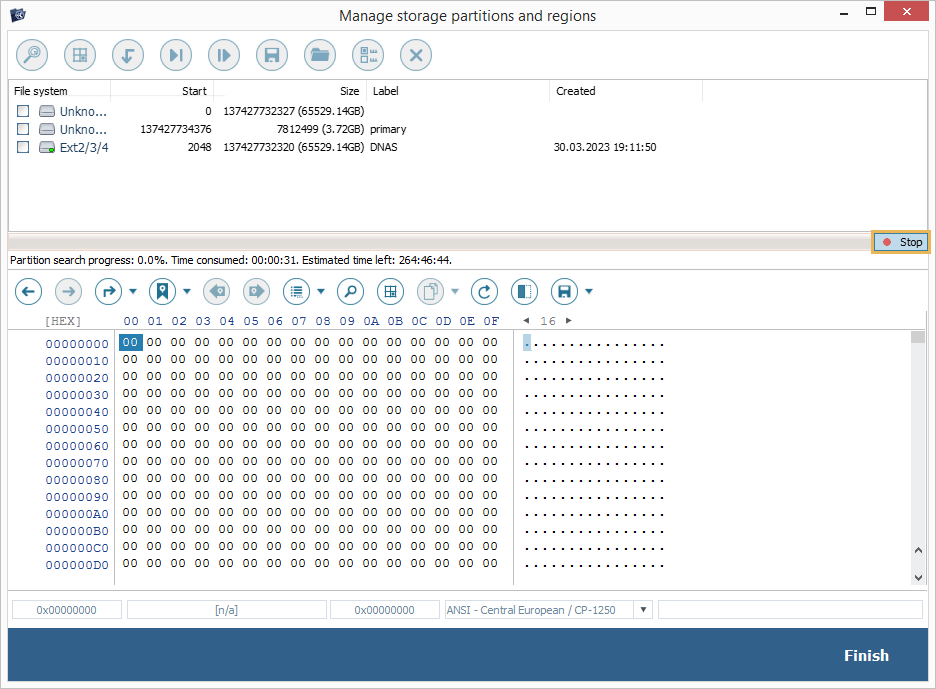 searching for partitions with search undetected partitions by metadata tool in ufs explorer professional recovery