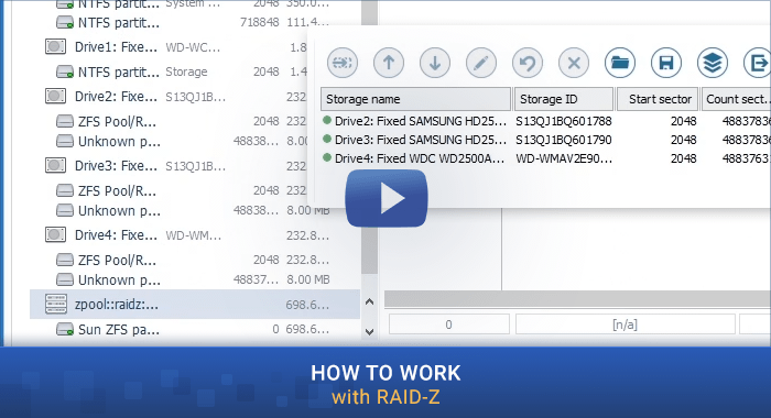 preview image of video tutorial of data recovery from zfs raid z with ufs explorer program