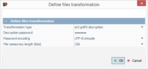 define files transformation dialog in ufs explorer professional recovery interface