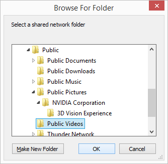 choosing shared network folder