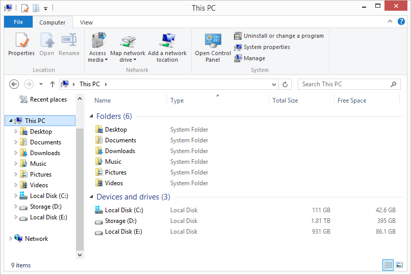 this computer in file explorer on windows