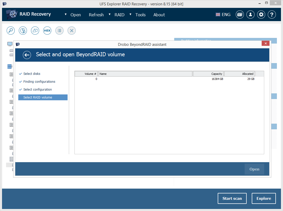 opening beyondraid volume in ufs explorer