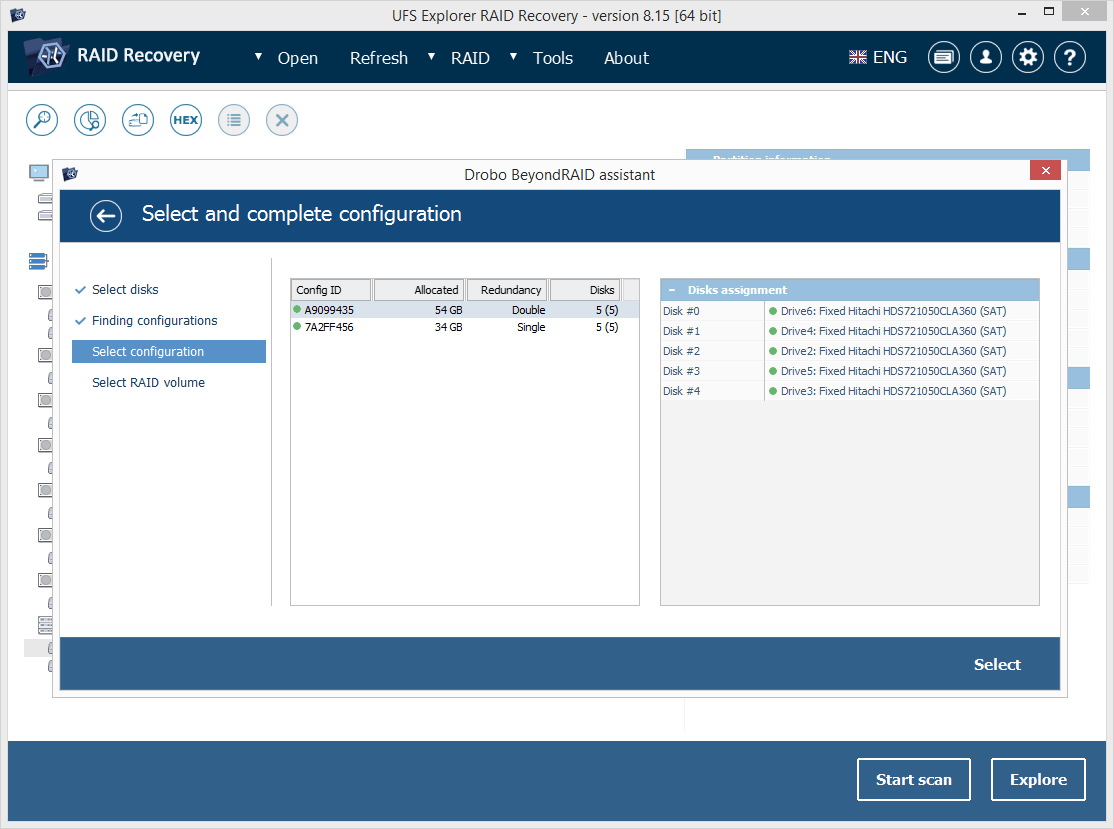 choosing among detected beyondraid configurations in ufs explorer