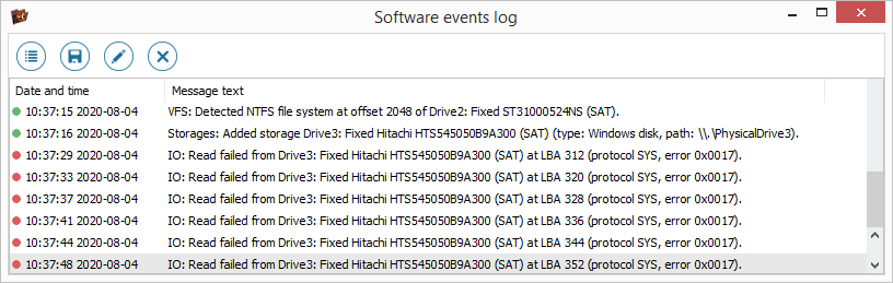 software events log