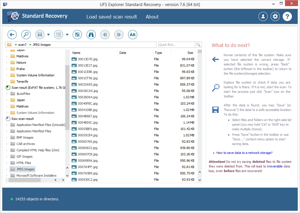 Знімок екрана UFS Explorer Standard Recovery